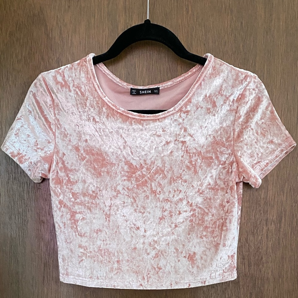 Pink velvet crop top